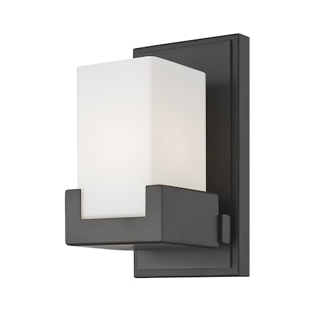 Z-Lite Peak 1 Light Vanity, Bronze & Clear Outside with Matte Opal Inside 1920-1S-BRZ-LED